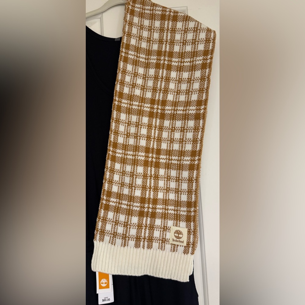 Timberland Plaid Scarf in Brown and White